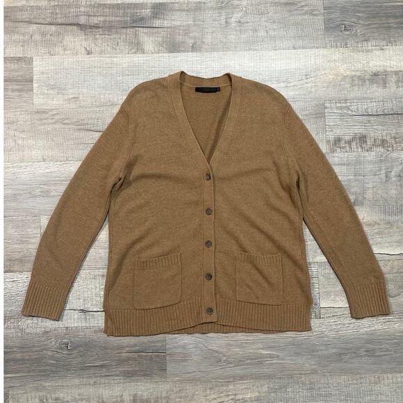 Jenni Kayne Everyday Cardigan Caffe Latte Brown Wool Cashmere Blend Size Medium - Picture 1 of 7